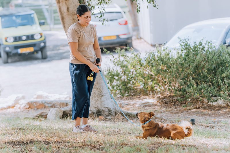 בר מבובה של כלב עם כלב ברצועה